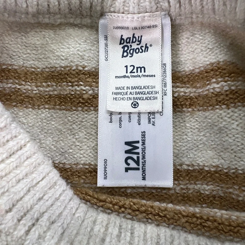 OshKosh Baby B'gosh Striped Knit‎ Hoodie and Pants Set Kids 12M Teddy Ears Soft